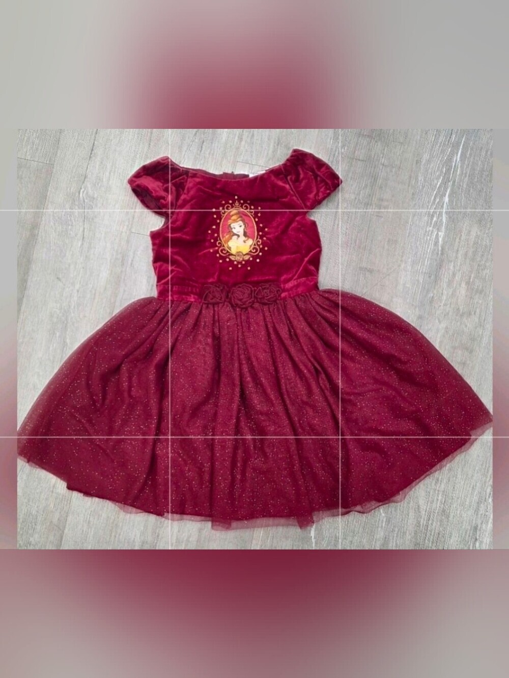 Disney STORE SZ 7/8 NEW W TAGS Burgundy PRINCESS Belle Velvet Tulle Dress